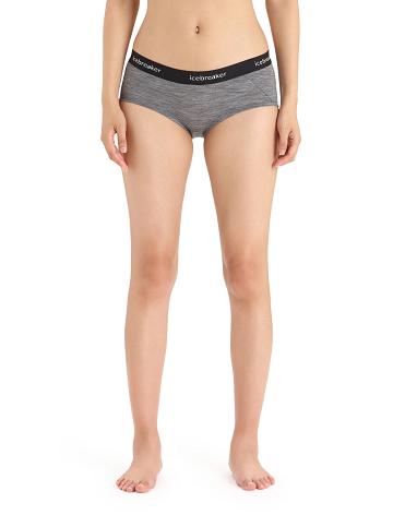 Bielizny Icebreaker Merino Sprite Hot Pants Damskie Szare Czarne | PL 1240BEXC